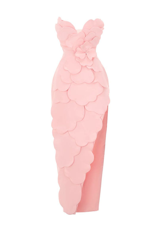 CULT MIA X HAPPY CLOTHING PEGGED SLEEVELESS TAFFETA MAXI DRESS IN PINK