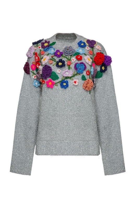 GRAY FLORIS EMBROIDERED SWEATER