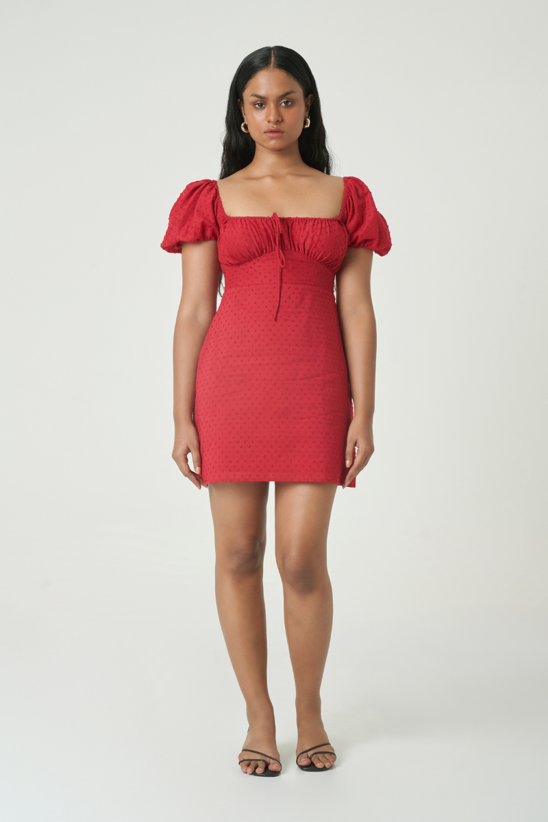 DOMINICA MINI DRESS IN CHERRY