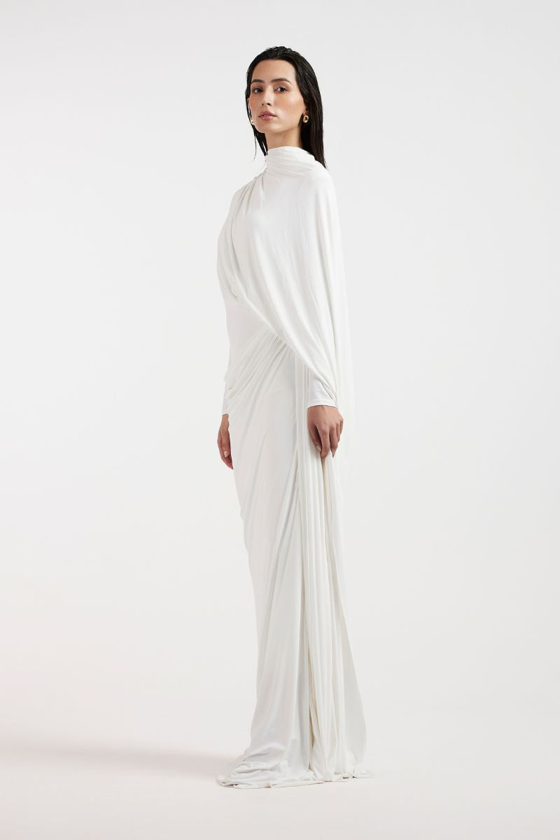 NADIA WHITE DRAPED GOWN