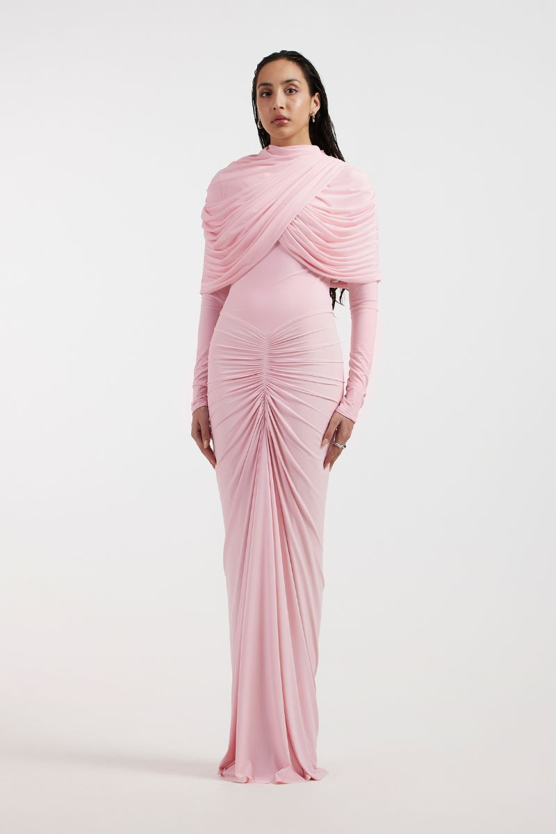 NOA DRAPED PINK GOWN