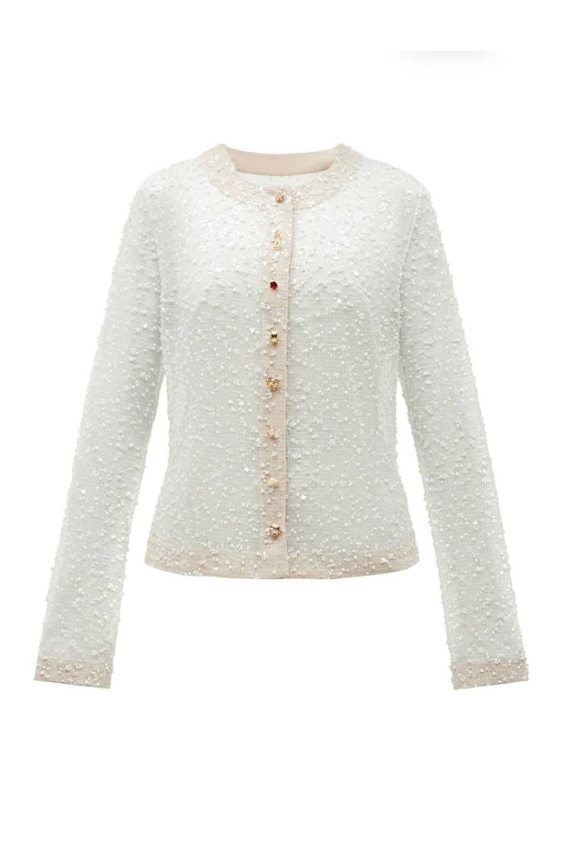 CARDIGAN WITH BEADS IN MILK