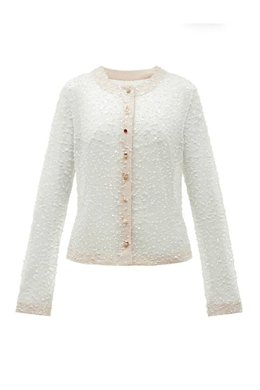 CARDIGAN WITH BEADS IN MILK