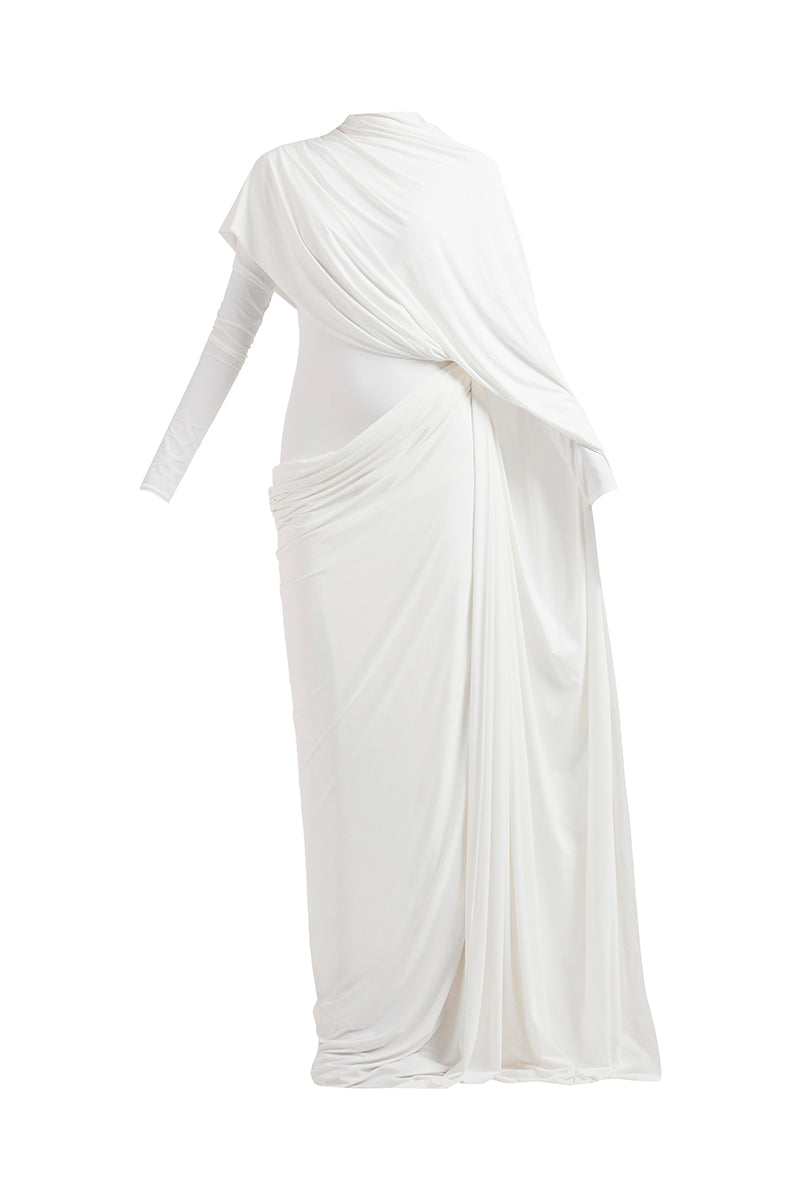 NADIA WHITE DRAPED GOWN