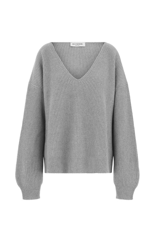 STELLA V-NECK SWEATER IN GRAY