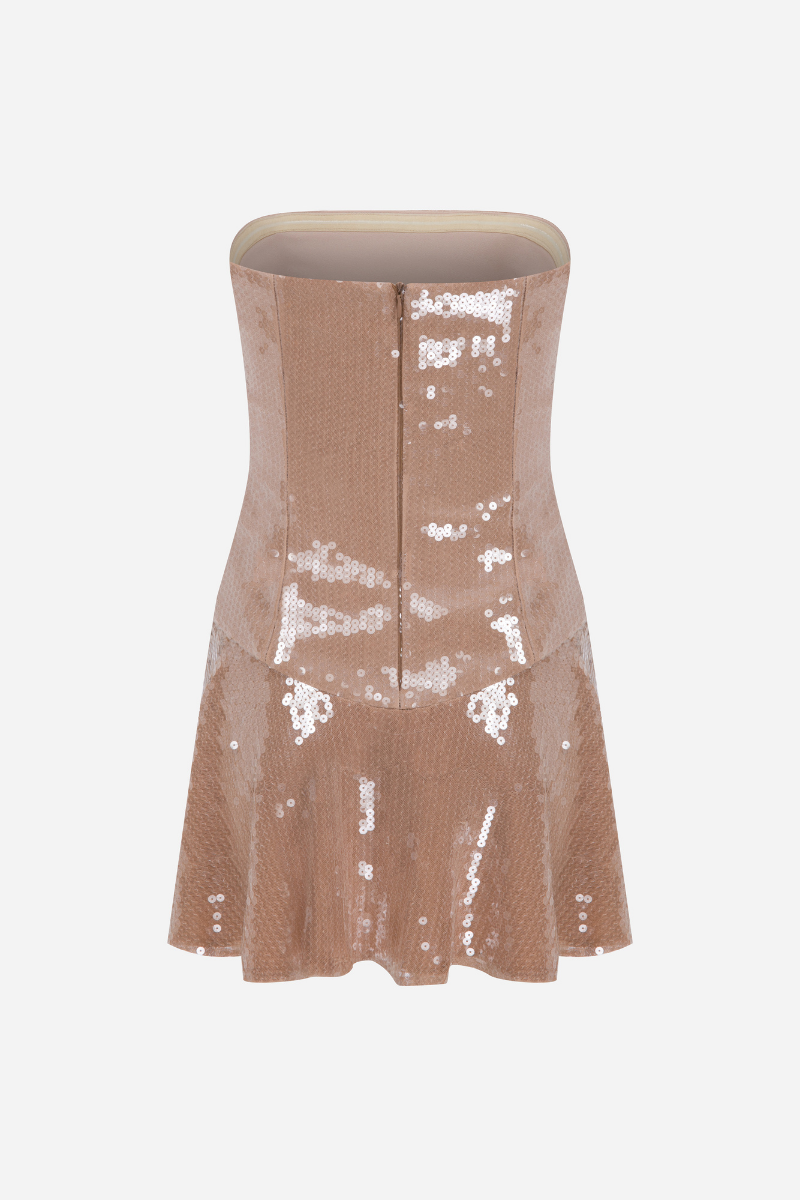 ELISA DRESS IN BEIGE SEQUIN