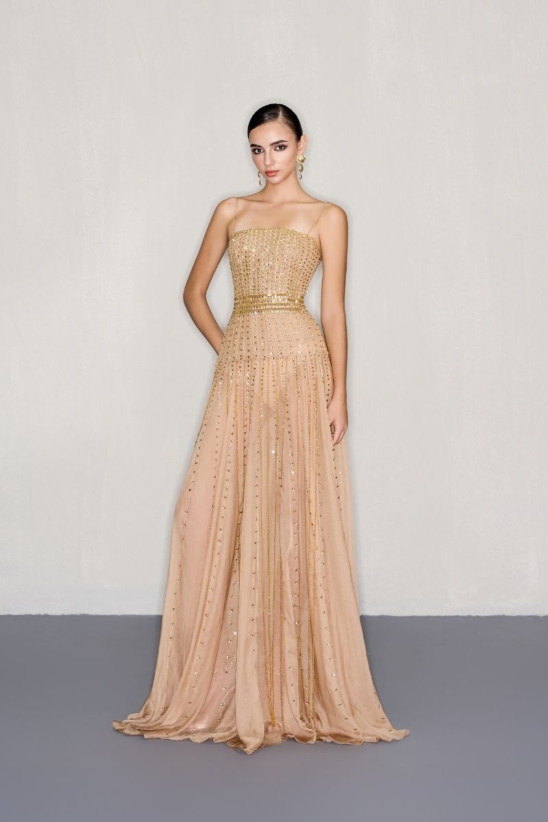 EMBELLISHED CORSET BODICE GOWN