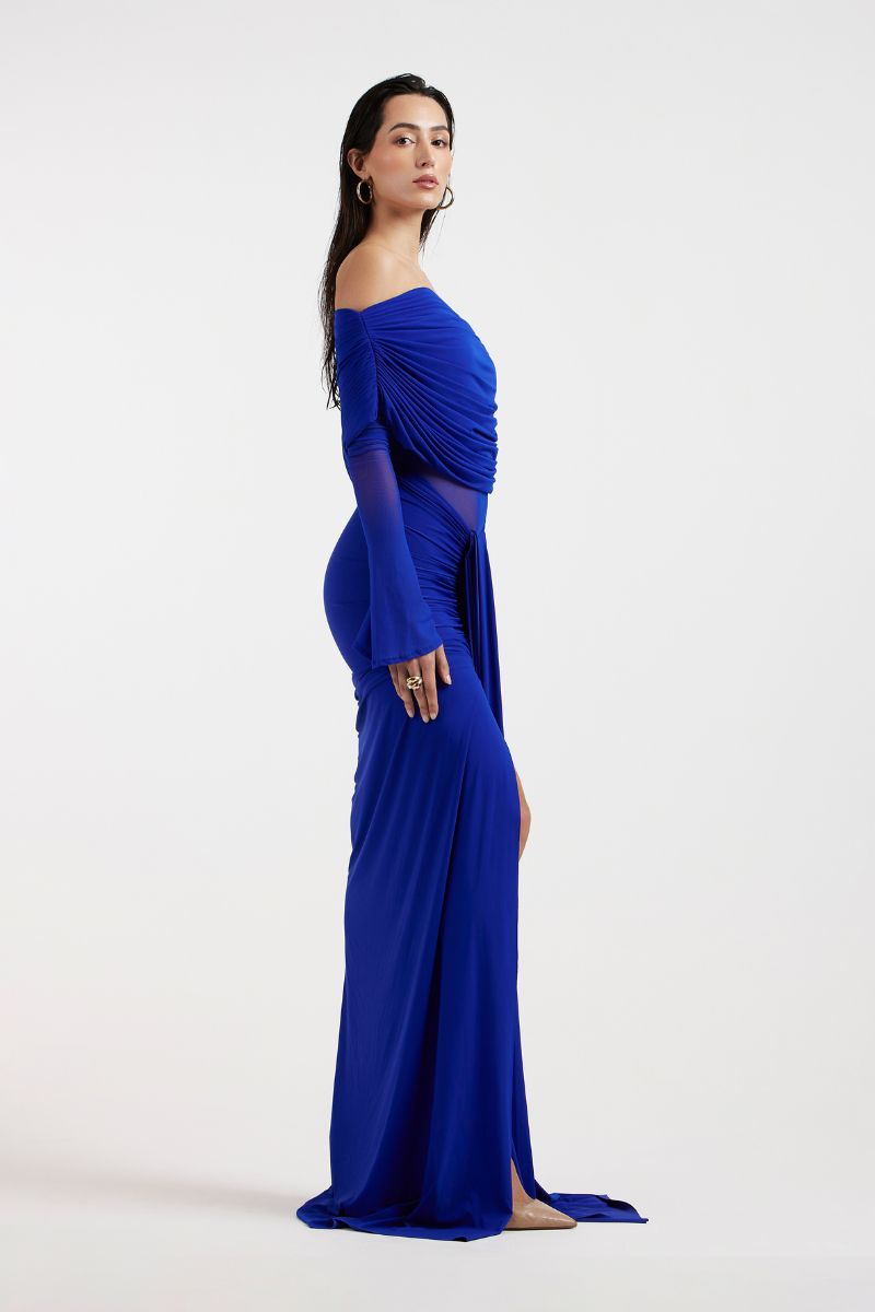 THALIA OFF SHOULDER COBALT DRESS