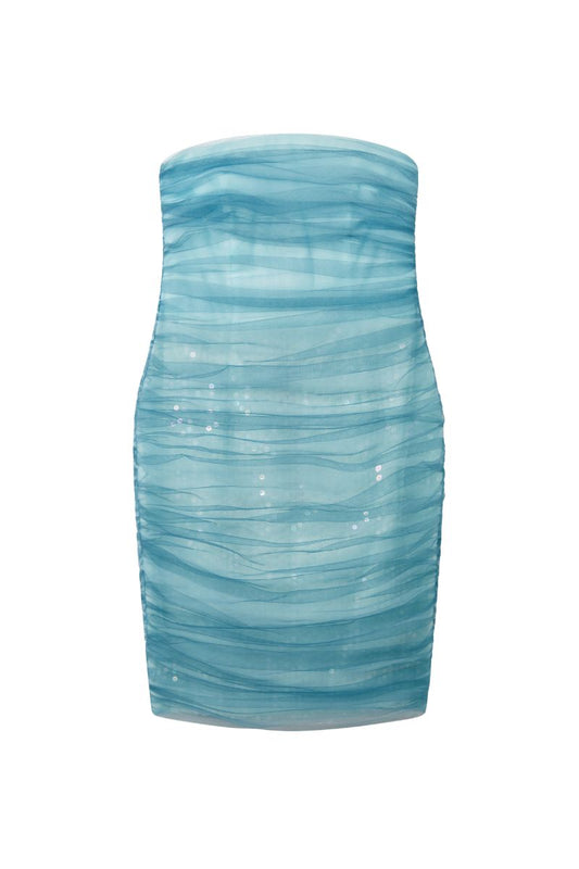 ALDA TULLE DRESS IN BLUE MIX