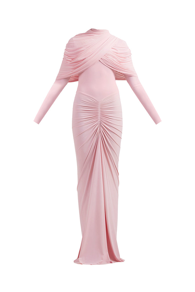 NOA DRAPED PINK GOWN