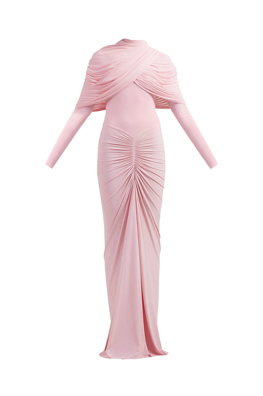 NOA DRAPED PINK GOWN