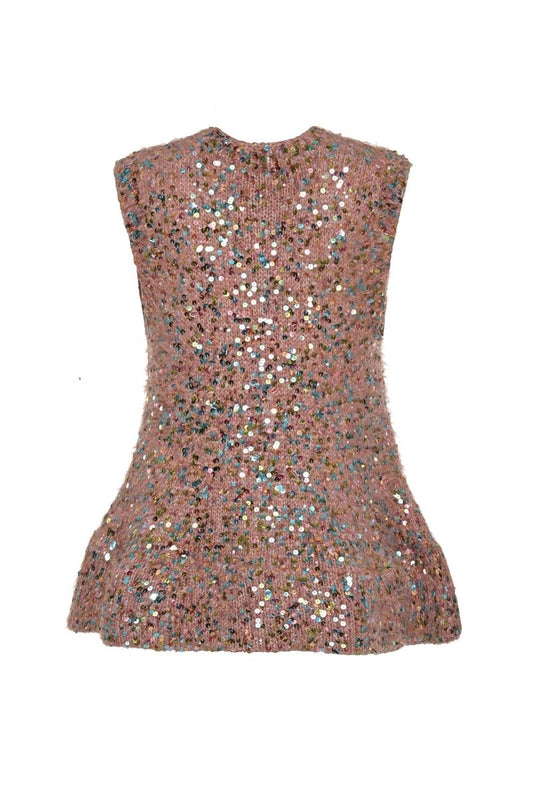 SEQUIN KNIT SWEATER IN PINK MULTI