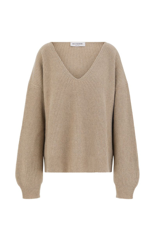 STELLA V-NECK SWEATER IN SAND