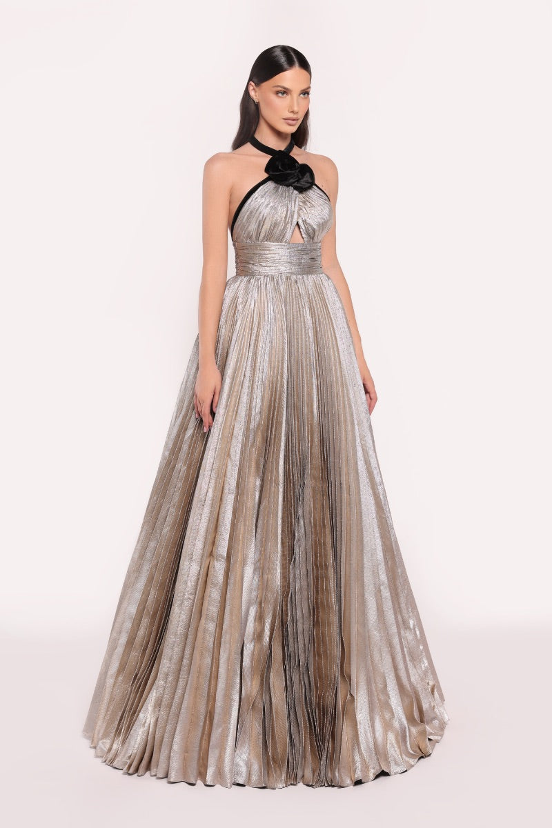 LAVERNA DRESS IN GOLD/BLACK