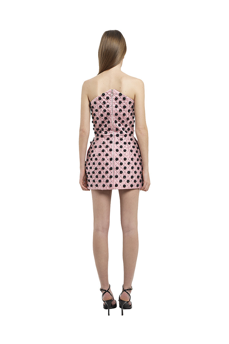 QUILTED MINI DRESS IN PINK