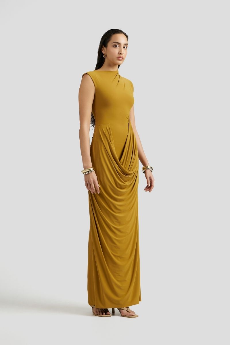 FIA MAXI DRESS IN OCHRE YELLOW