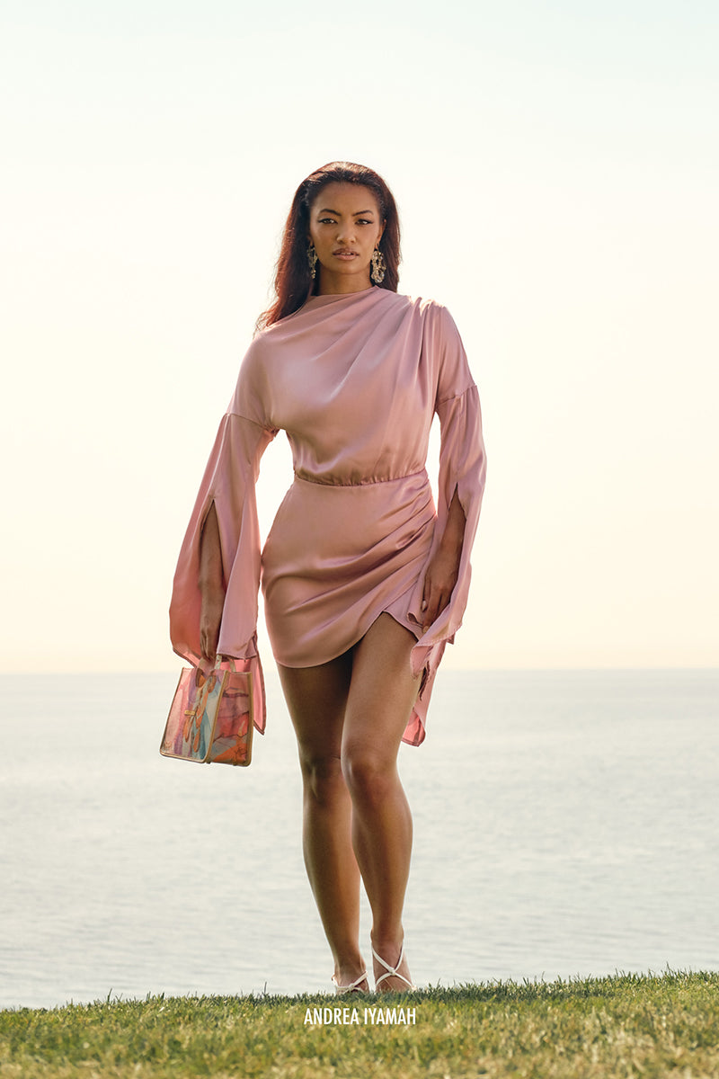 KARI MINI DRESS IN POWDER PINK