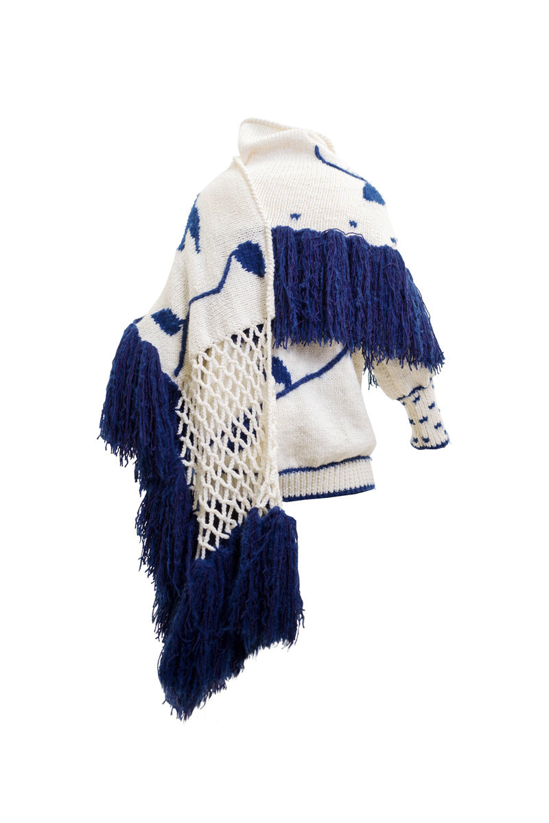 OVERSIZED SCARFED HAND KNIT CARDIGAN