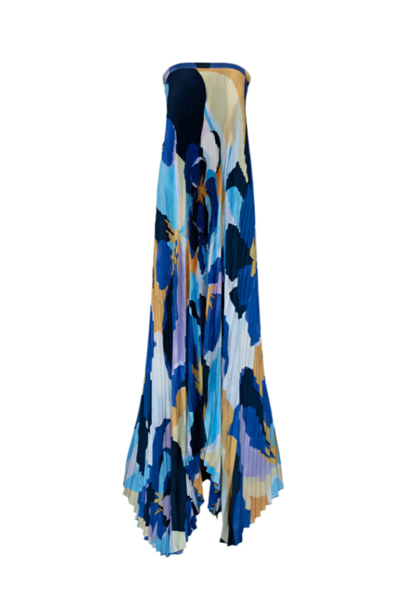 BISOUS STRAPLESS GOWN IN BLUE CALYPSO
