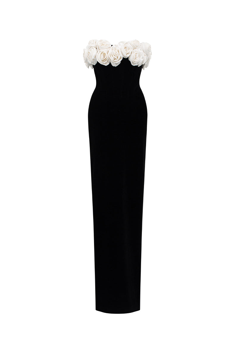 BUSTIER ROSE MAXI DRESS
