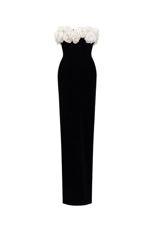 BUSTIER ROSE MAXI DRESS