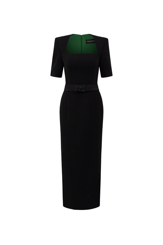 KNEE LENGTH DRESS IN BLACK