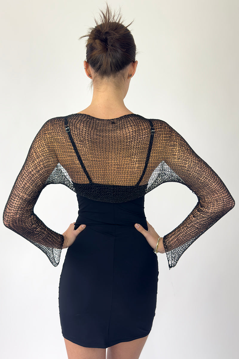 BLACK CHAIN BOLERO SHRUG