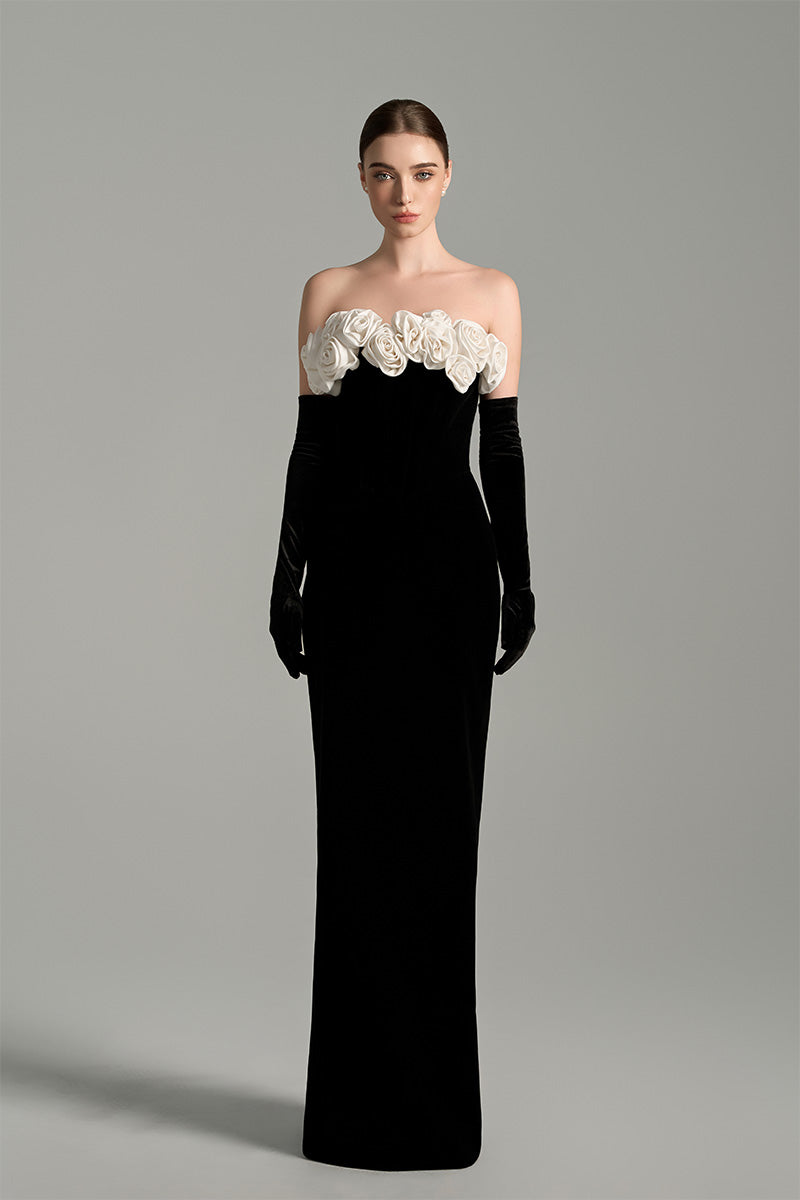 BUSTIER ROSE MAXI DRESS