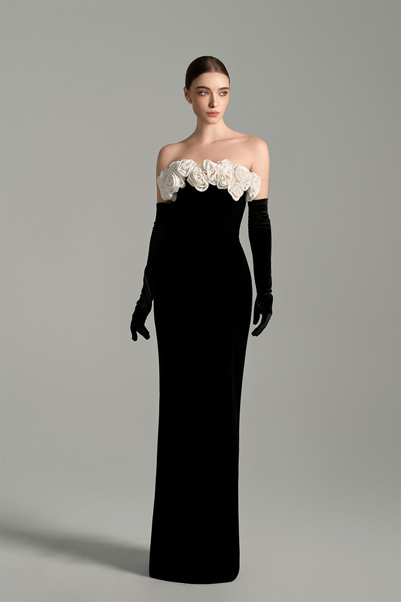 BUSTIER ROSE MAXI DRESS