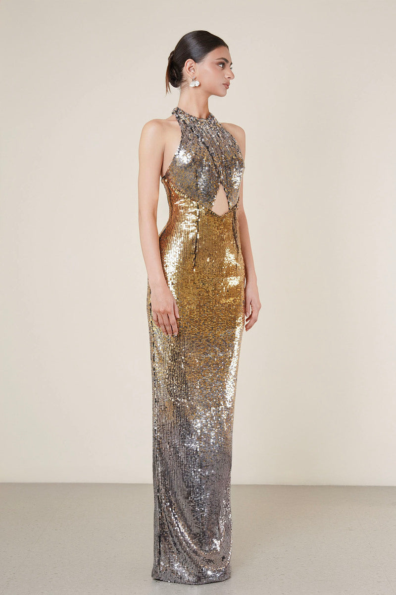 HALTER SEQUIN DRESS