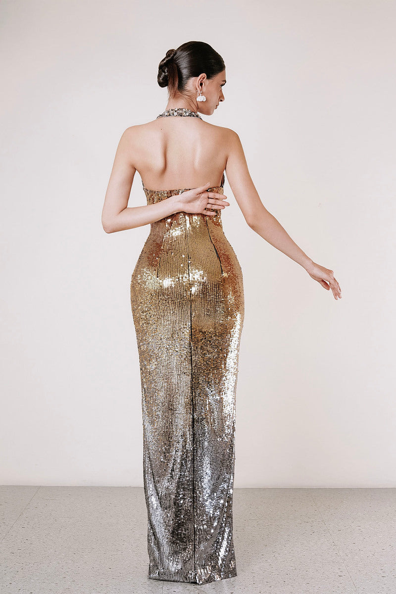 HALTER SEQUIN DRESS