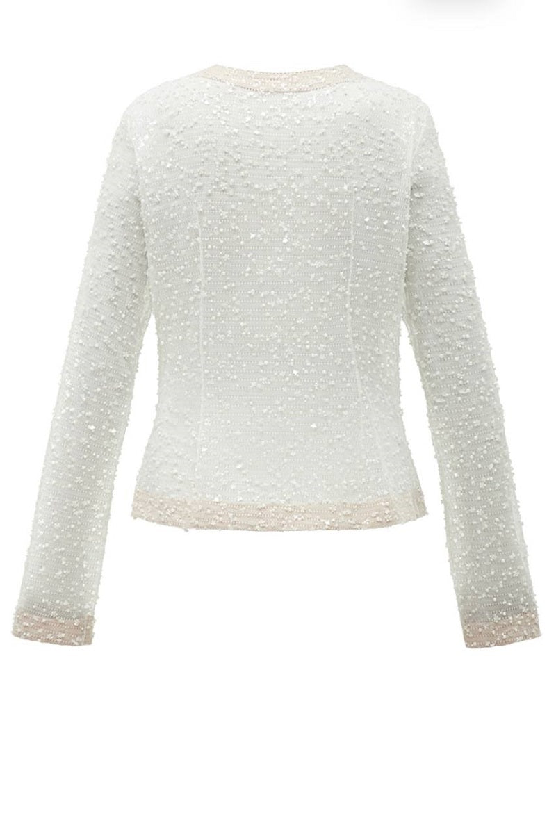 CARDIGAN WITH BEADS IN MILK