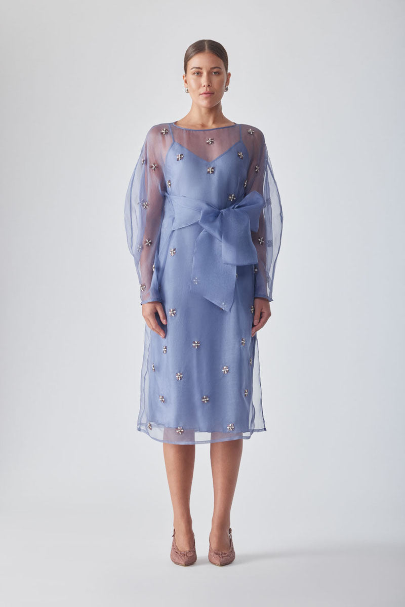 LIBA EMBELLISHED PERIWINKLE DRESS