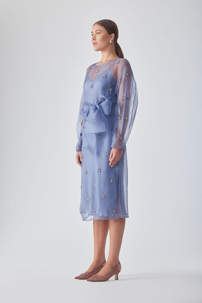LIBA EMBELLISHED PERIWINKLE DRESS