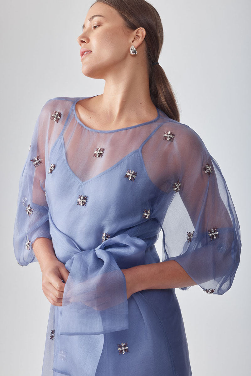 LIBA EMBELLISHED PERIWINKLE DRESS