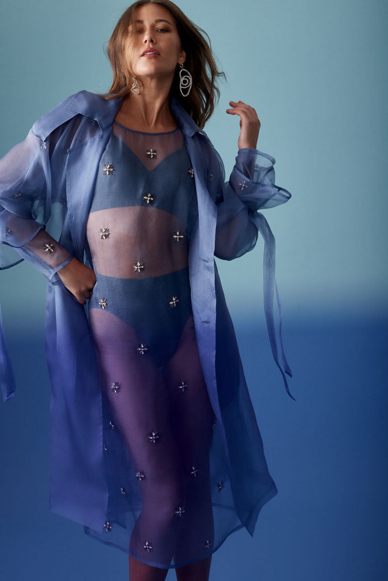 LIBA EMBELLISHED PERIWINKLE DRESS