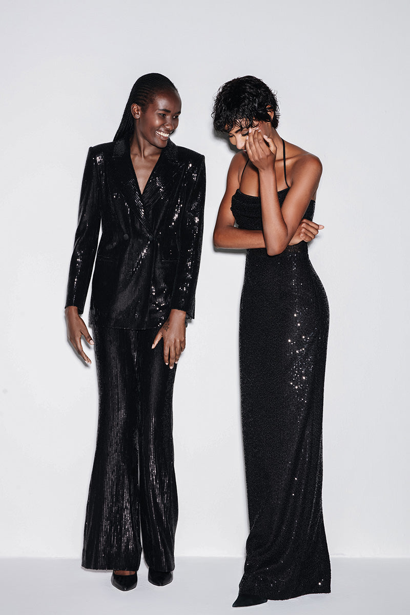 SEQUIN MAXI DRESS IN BLACK