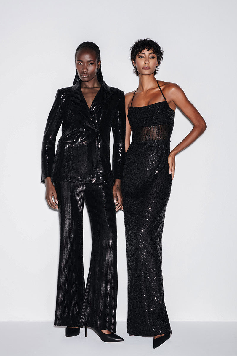 SEQUIN MAXI DRESS IN BLACK