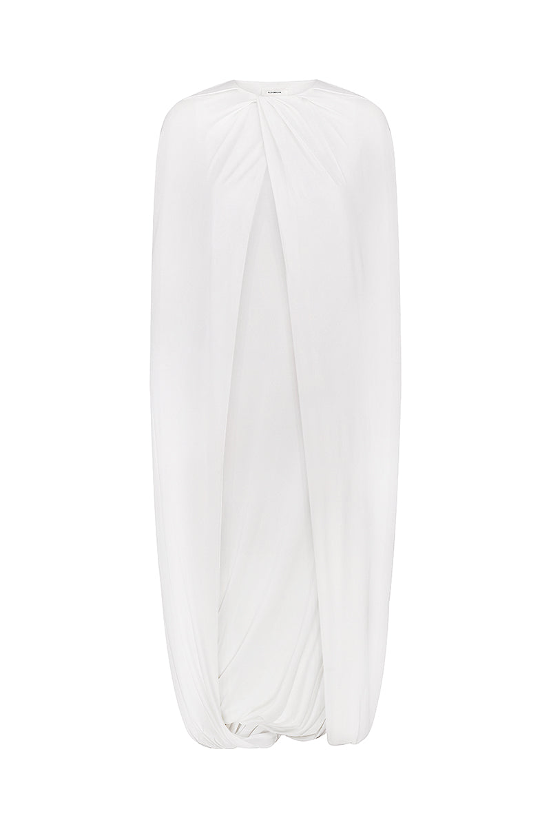 CREAM JERSEY CAPE DRESS