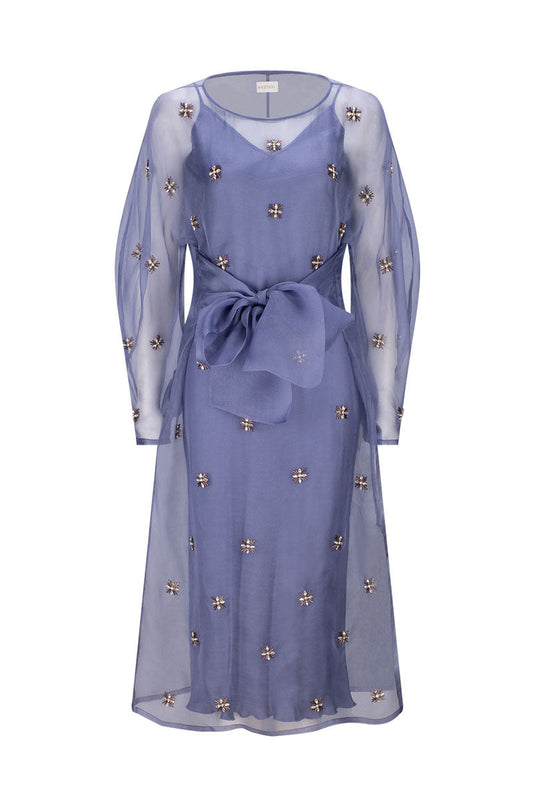 LIBA EMBELLISHED PERIWINKLE DRESS