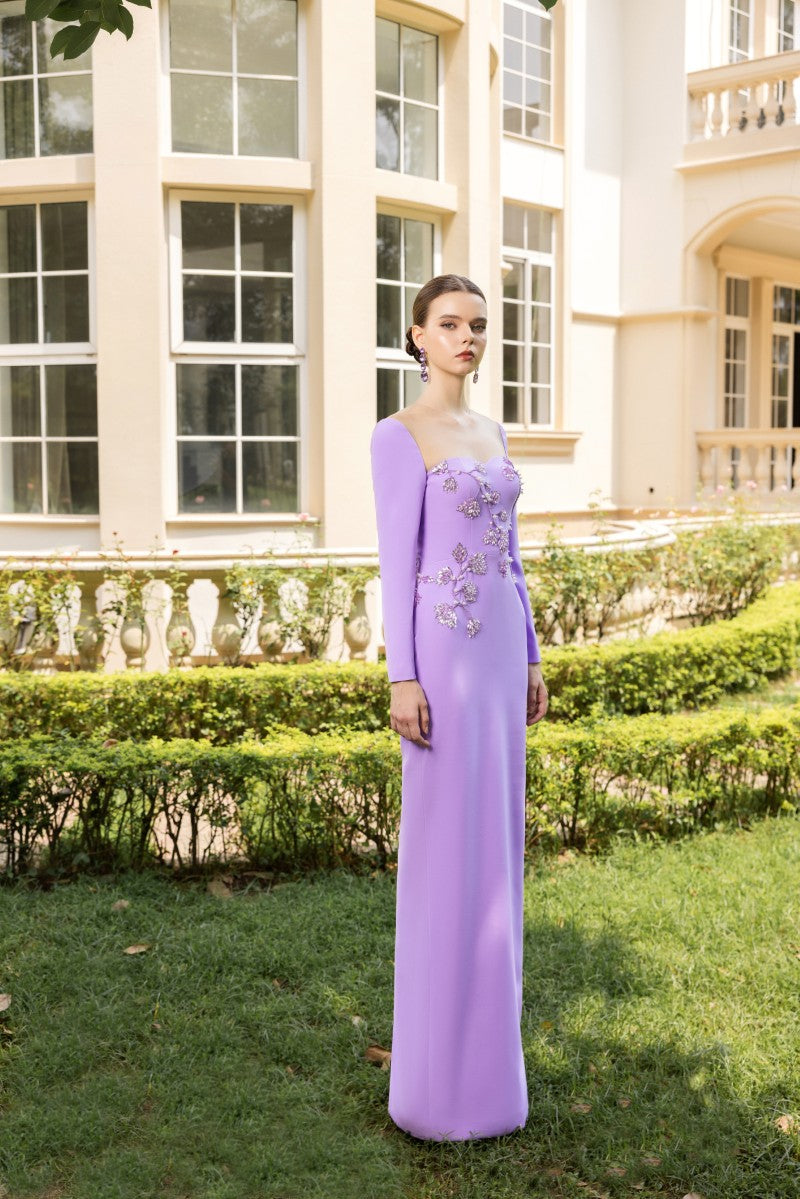 RENÉE CREPE GOWN IN VIOLET