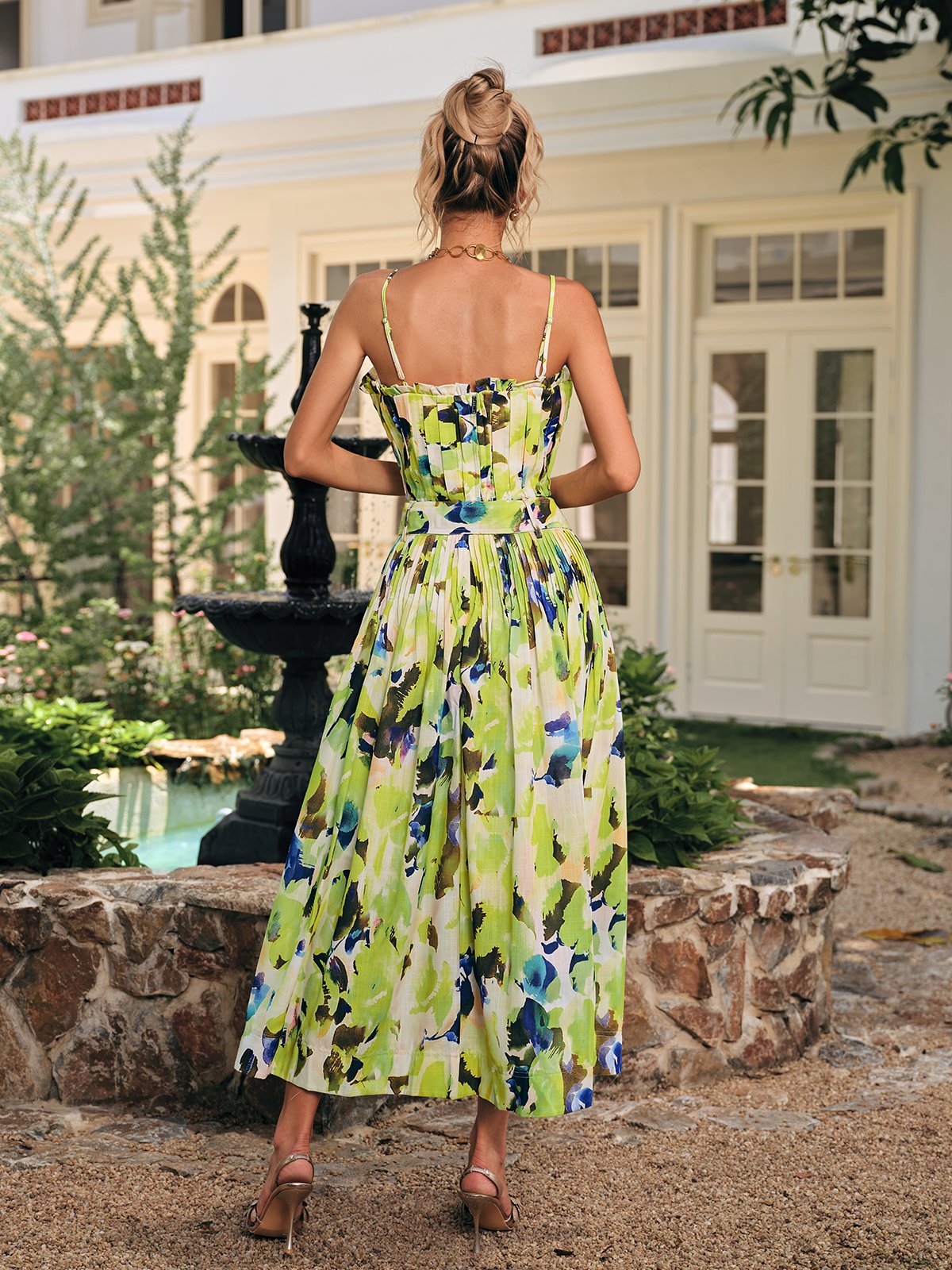 Daeltox Printed Pleated Skirt Set
