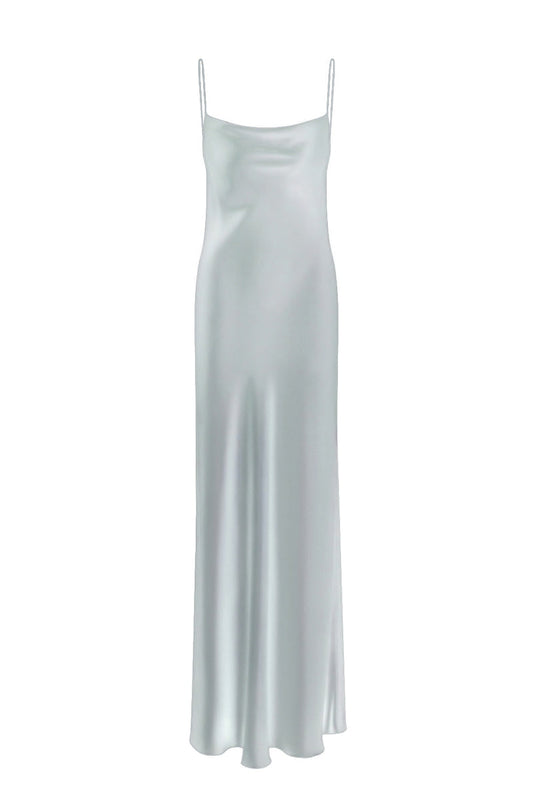 DAFNE MOONSTONE OPEN-BACK SILK-SATIN MAXI DRESS