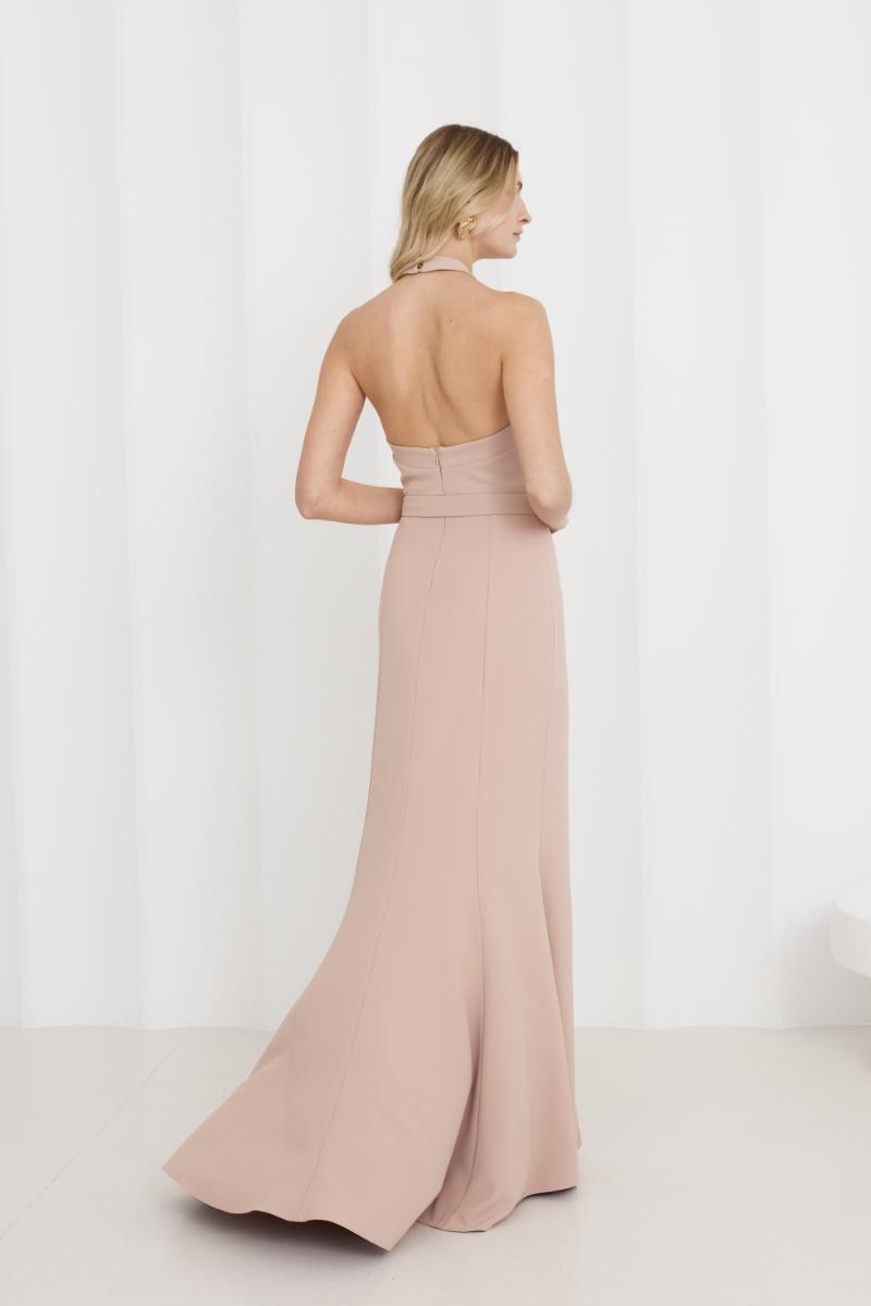 GISEL DUSTY ROSE OFF-SHOULDER LONG EVENING DRESS