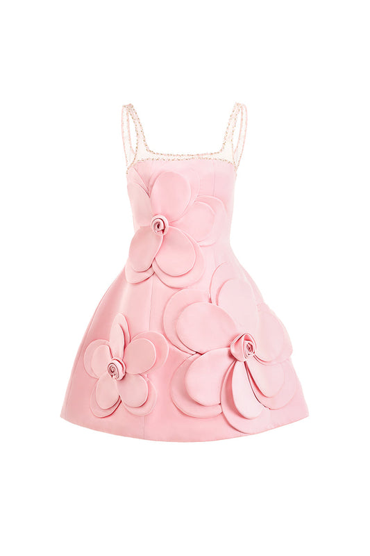 CULT MIA X HAPPY CLOTHING ANAHI FIT AND FLARE MINI DRESS IN PINK