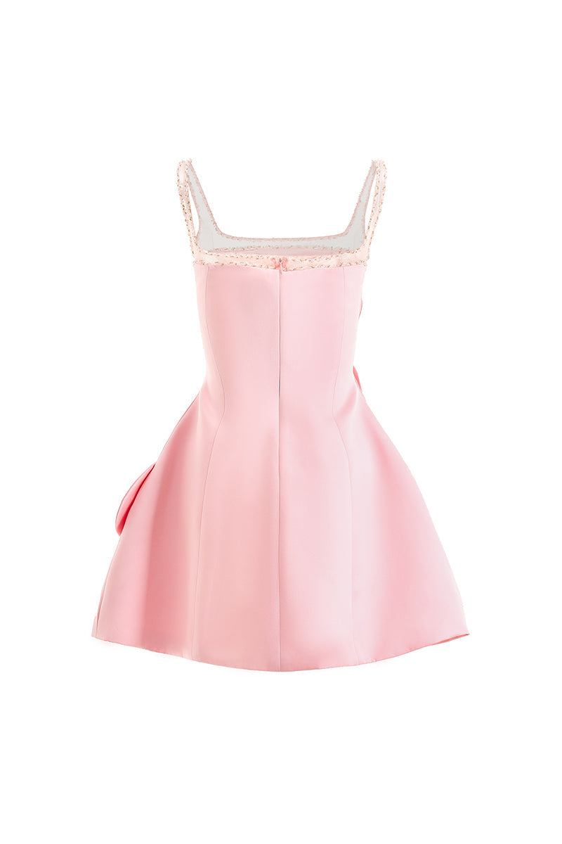 CULT MIA X HAPPY CLOTHING ANAHI FIT AND FLARE MINI DRESS IN PINK