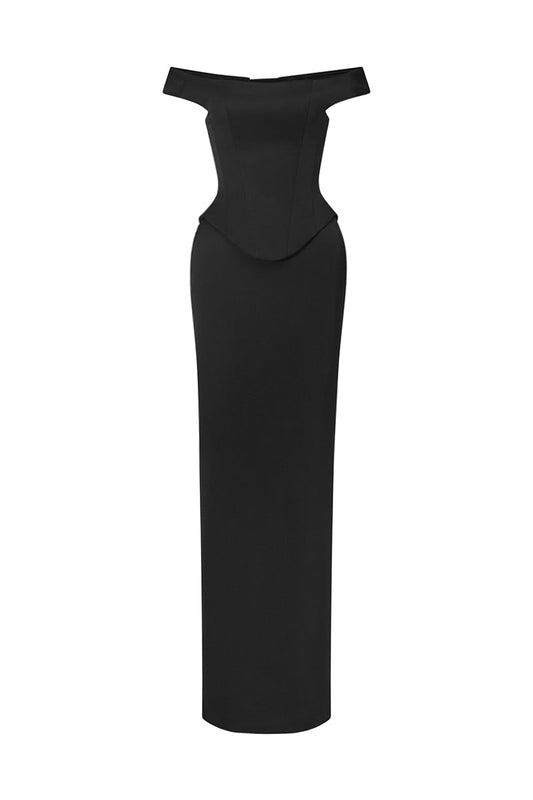 TIMELESS BLACK OFF-SHOULDER GOWN