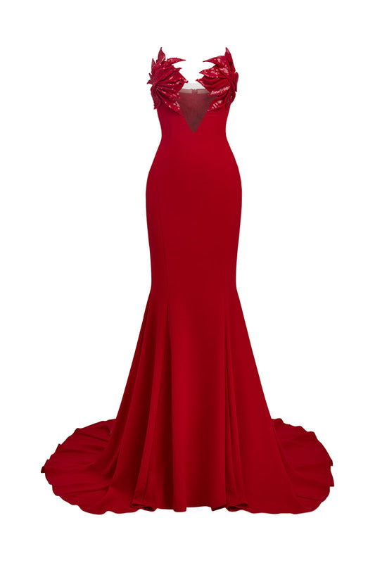 SCARLET BLOOM MERMAID GOWN