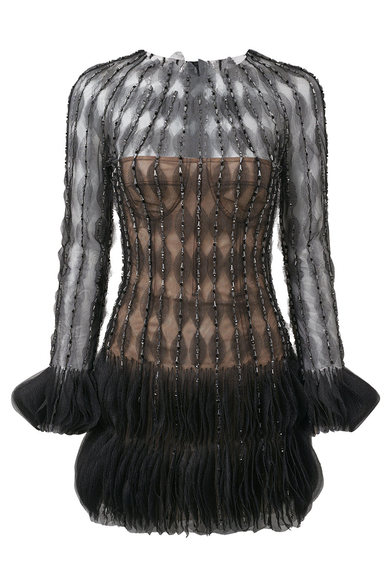 BUSTIER COCKTAIL DRESS IN BLACK