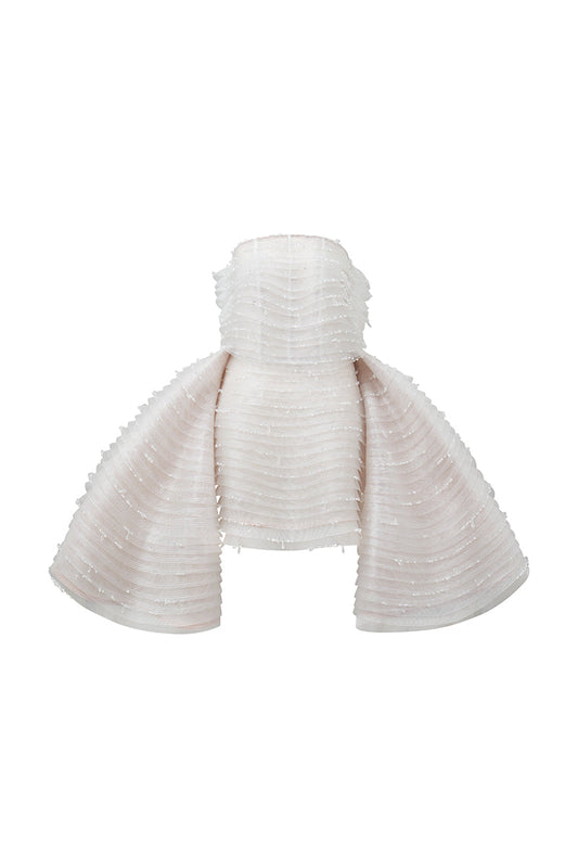 SLEEVELESS BEADED AND LAYERED BUSTIER DRESS WITH MATCHING OVERSKIRT